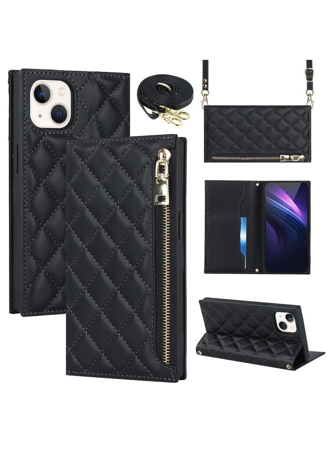 اس-توب جراب هاتف iPhone 14 من الجلد مع سحاب وحزام شبكي - Image 1