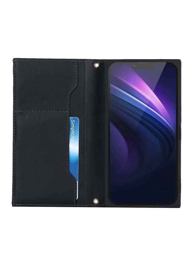 اس-توب جراب هاتف iPhone 14 من الجلد مع سحاب وحزام شبكي - Image 4