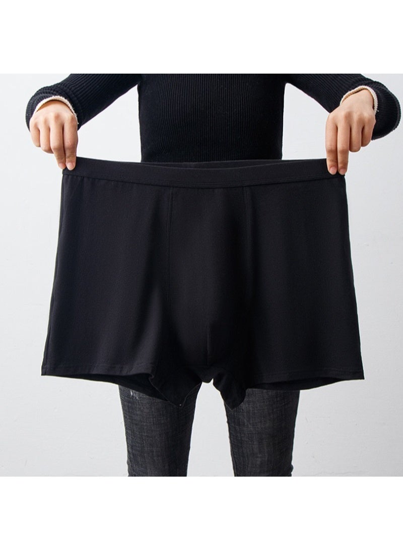 Men's Plus size Cotton Boxer Mid Waist Seamless Underwear Solid Color Loose Youth Shorts - Image 1