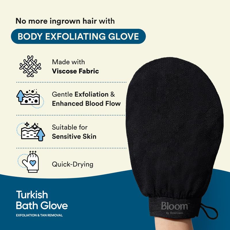 Bloom by Boldcare Bloom by Bold Care Turkish Bath Glove | For Tan Removal and Exfoliation | Gently removes Dead Skin Cells | Improves Circulation - Image 4