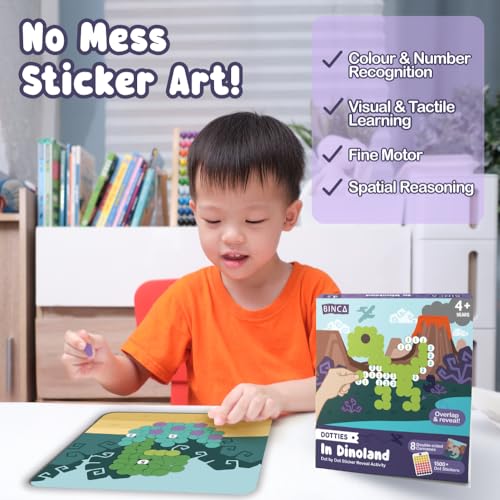 BINCA Dotties Dot Art Activity Kit - On the Go, 750+ Stickers, Vehicles Mess-Free Activities, DIY Dot Sticker Art for Toddlers, Kids Travel Activities, Craft Kits & Gifts for Boys & Girls Ages 4,5,6,7 - Image 3