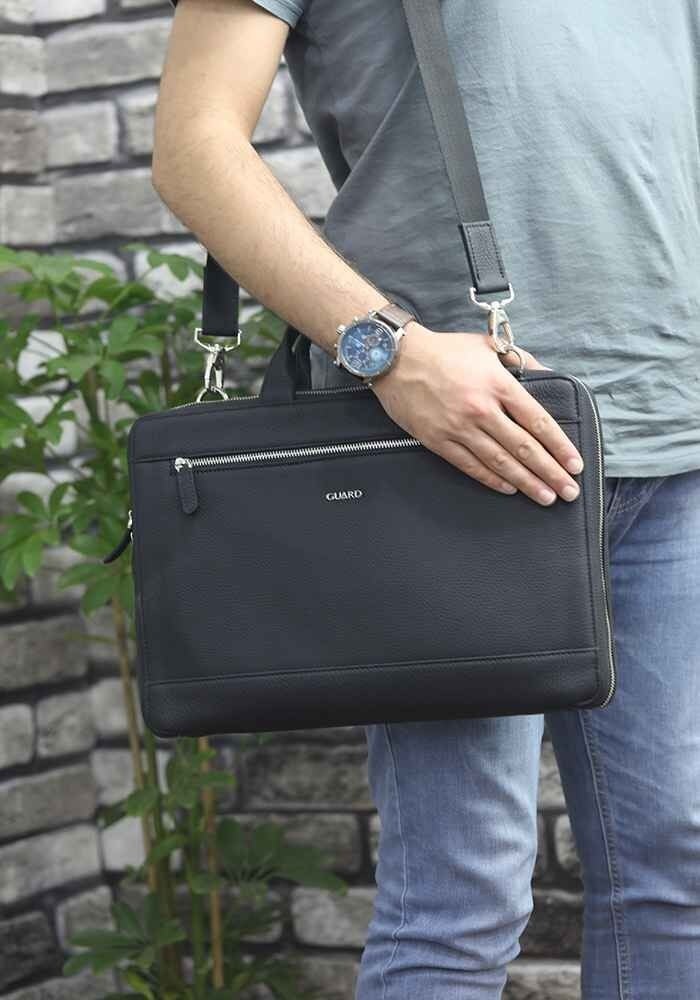 Guard Black Leather Special Production Laptop and Briefcase  - Image 1