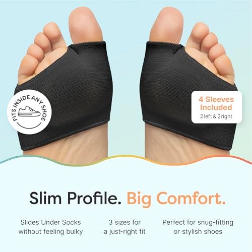 ZenToes Metatarsal Pads for Men and Women - Ball of Foot Support Cushions for Sesamoiditis, Metatarsalgia, Morton's Neuroma - 2 Pairs Fabric Sleeves with Gel Inserts (Large, Black) - Image 4