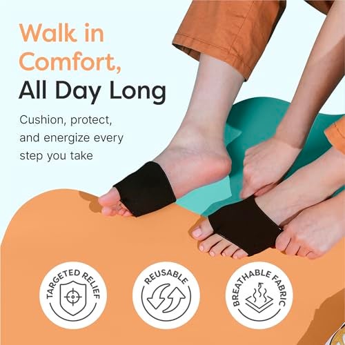 ZenToes Metatarsal Pads for Men and Women - Ball of Foot Support Cushions for Sesamoiditis, Metatarsalgia, Morton's Neuroma - 2 Pairs Fabric Sleeves with Gel Inserts (Large, Black) - Image 2