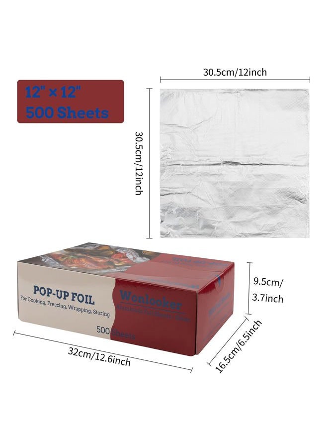 Wonlooker Aluminum Foil Sheets, 500 Sheets, 12 x 12inch/sheet, Precut Aluminum Foil Wraps, Pop-Up Interfolded Foil Sheets for Baking, Grilling, Roasting, Cooking or Storing Food - Image 5