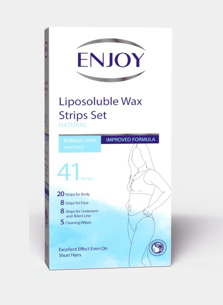 إنجوي شرائح شمعية طبيعية لإزالة الشعر للبشرة العادية - نعومة تدوم طويلًا - 41 شريحة - Image 1