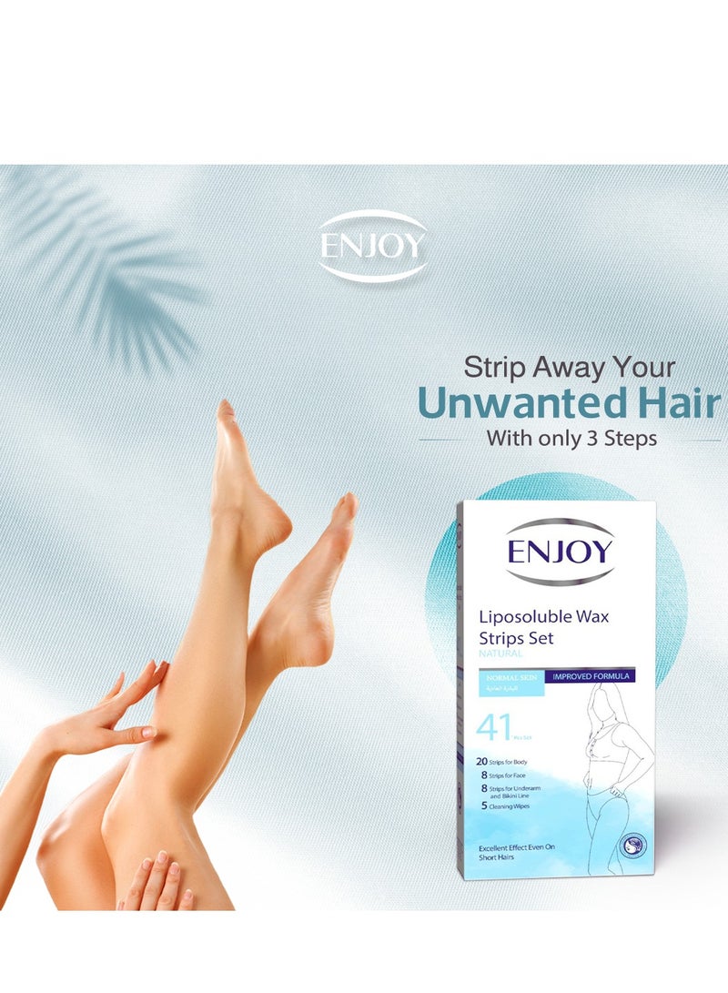 إنجوي شرائح شمعية طبيعية لإزالة الشعر للبشرة العادية - نعومة تدوم طويلًا - 41 شريحة - Image 2