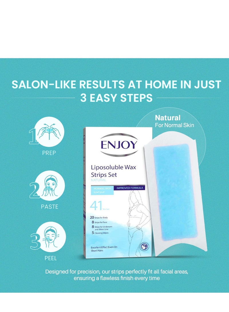 إنجوي شرائح شمعية طبيعية لإزالة الشعر للبشرة العادية - نعومة تدوم طويلًا - 41 شريحة - Image 5