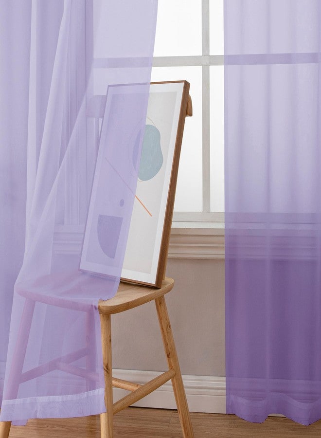 Simplebrand Lavender Sheer Curtains 63 Inch Length 2 Panels, Rod Pocket Solid Color Window Sheer Curtain Panels, Elegant Curtains & Drapes for Living Room, Bedroom 2 Panels (42" W x 63" L) - Image 4