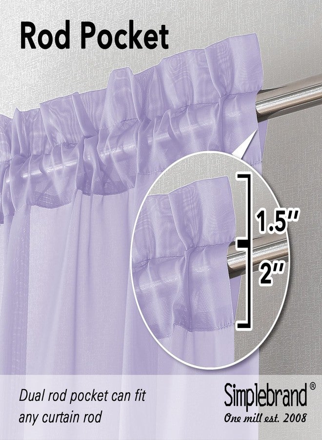 Simplebrand Lavender Sheer Curtains 63 Inch Length 2 Panels, Rod Pocket Solid Color Window Sheer Curtain Panels, Elegant Curtains & Drapes for Living Room, Bedroom 2 Panels (42" W x 63" L) - Image 2