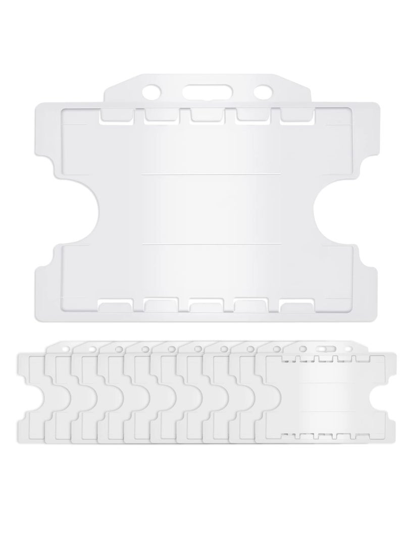 SOLARAE Double Sided ID Card Holders, 10pcs Open Faced ID Badge Holder Dual Identity Plastic Pass Protector ID Card Badge Holders with Lanyard Hole for Office, School(White) - Image 1