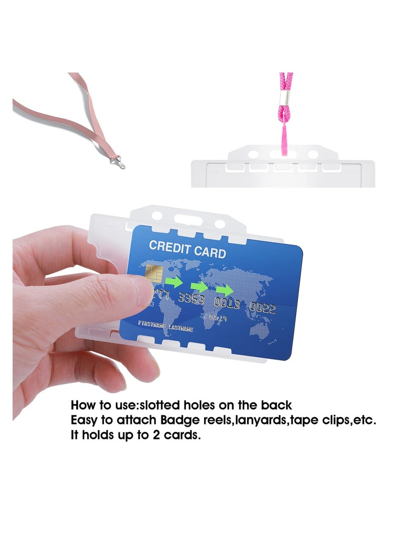 SOLARAE Double Sided ID Card Holders, 10pcs Open Faced ID Badge Holder Dual Identity Plastic Pass Protector ID Card Badge Holders with Lanyard Hole for Office, School(White) - Image 4