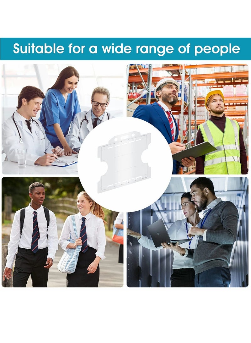 SOLARAE Double Sided ID Card Holders, 10pcs Open Faced ID Badge Holder Dual Identity Plastic Pass Protector ID Card Badge Holders with Lanyard Hole for Office, School(White) - Image 5