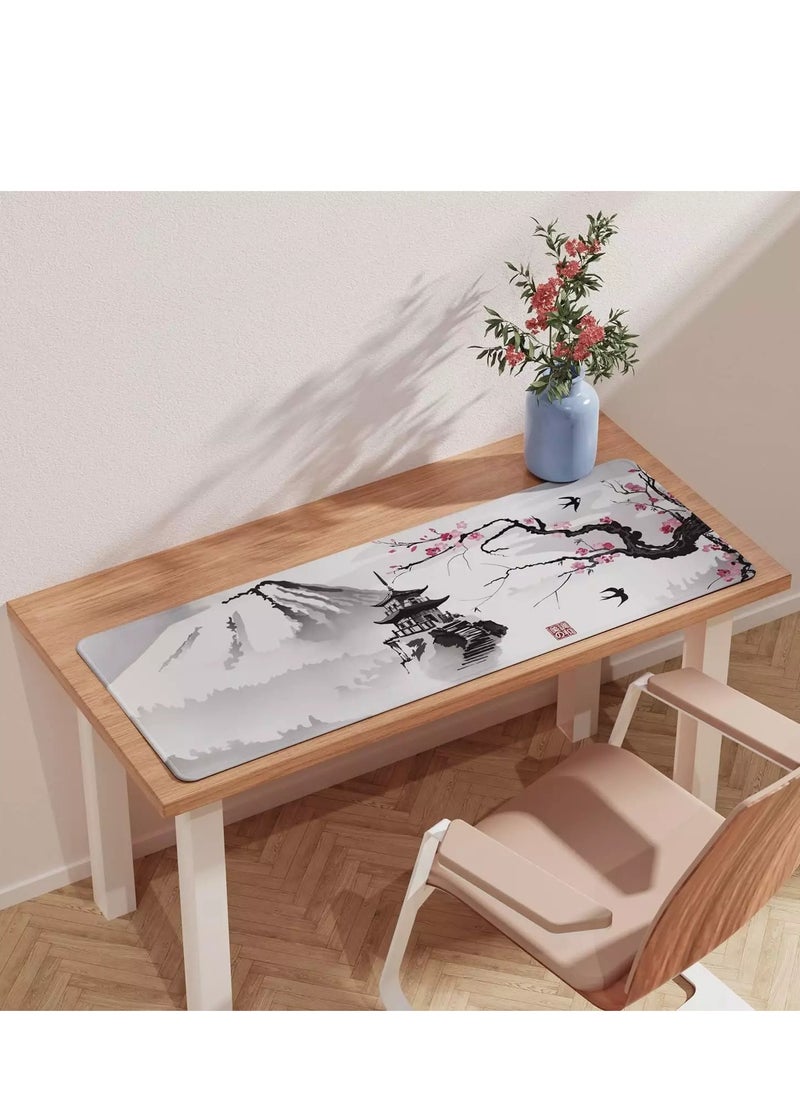 Japanese Cherry Blossom Bird Gaming Mouse Pad For Keyboard And Mouse Non-Slip Rubber Base - Size 80X30 CM