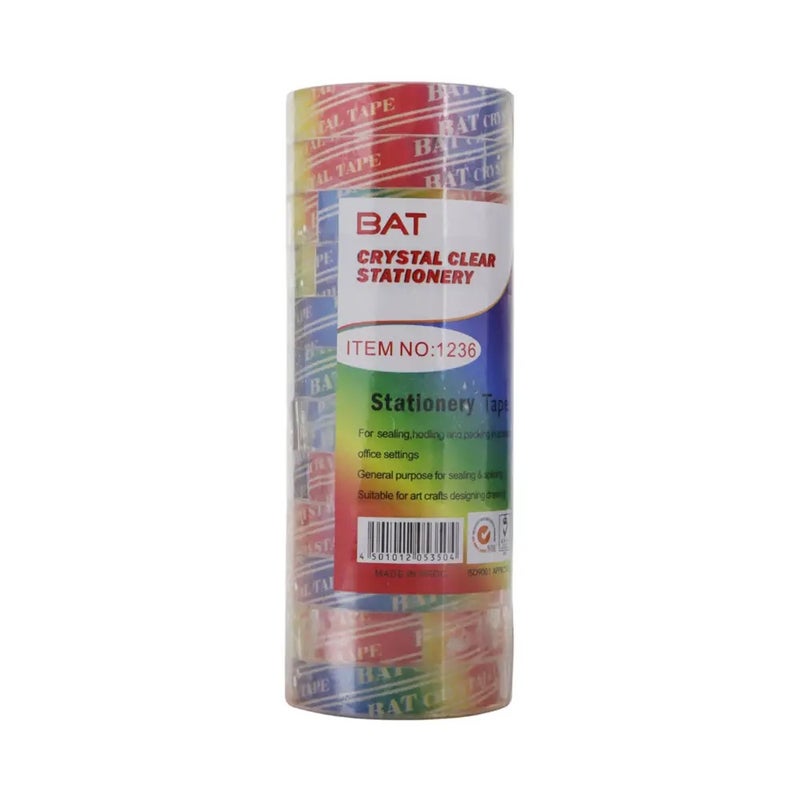 Bat Crystal Clear Stationery Tape All Purpose Tape- 12pcs - Image 1