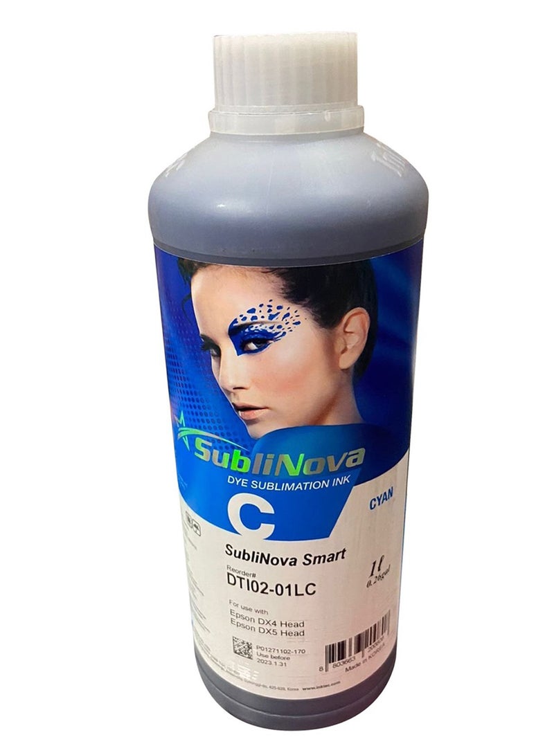 SubliNova Smart Sublimation Ink for Epson Inkjet Printers – Cyan 1kg | Heat Transfer Ink for Mugs, Mobile Covers & Polyester T-Shirts | High-Quality Printing Ink - Image 1