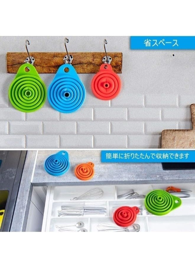 قمع سيليكون قابل للطي – متعدّد الألوان غذائي آمن | يتحمّل السوائل الساخنة | غسالة أطباق - Image 5