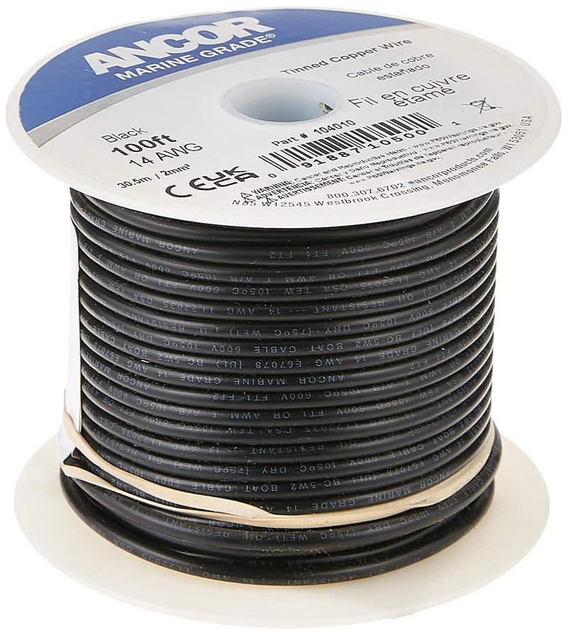 ancor سلك نحاسي مغطى بالقصدير من أنكور، 16 AWG، أسود - 100 قدم - Image 1