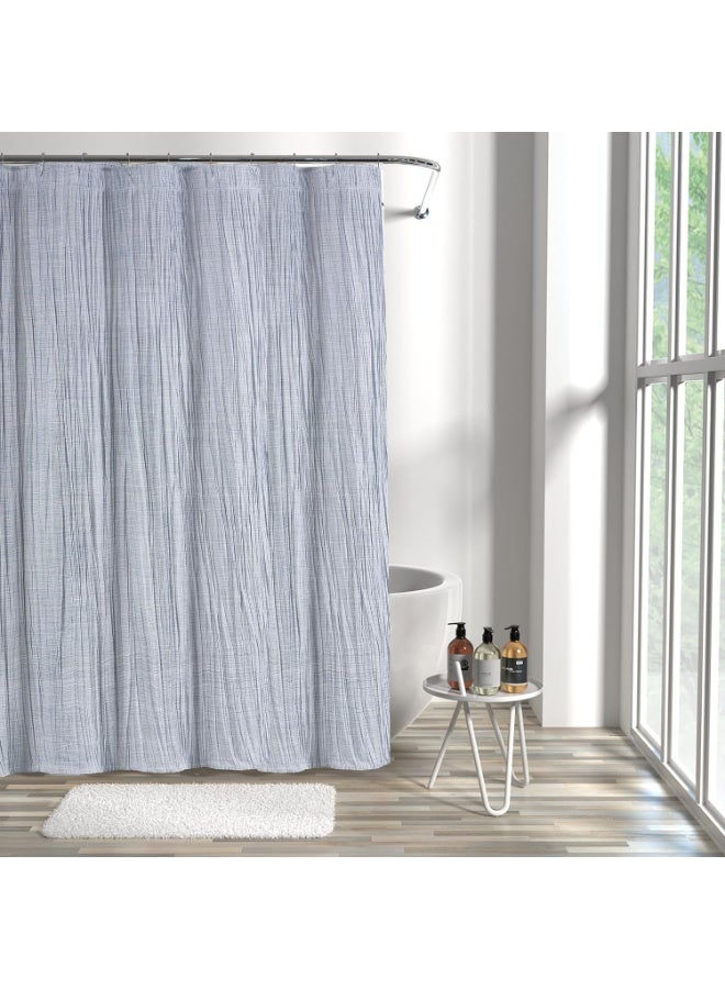 السرعوف الذهبية ستارة دش فاخرة من جولد مانتيس | ٧١ × ٧١ بوصة (١٨٢ × ١٨٢ سم) من قماش بوليستر مقاوم للماء | ستارة دش للحمام وحوض الاستحمام مزودة بـ ١٢ فتحة أزرار معززة، سريعة الجفاف ومقاومة للتجاعيد (أزرق) - Image 1