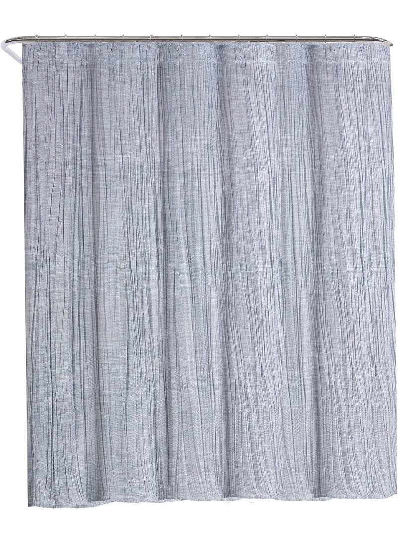 السرعوف الذهبية ستارة دش فاخرة من جولد مانتيس | ٧١ × ٧١ بوصة (١٨٢ × ١٨٢ سم) من قماش بوليستر مقاوم للماء | ستارة دش للحمام وحوض الاستحمام مزودة بـ ١٢ فتحة أزرار معززة، سريعة الجفاف ومقاومة للتجاعيد (أزرق) - Image 2