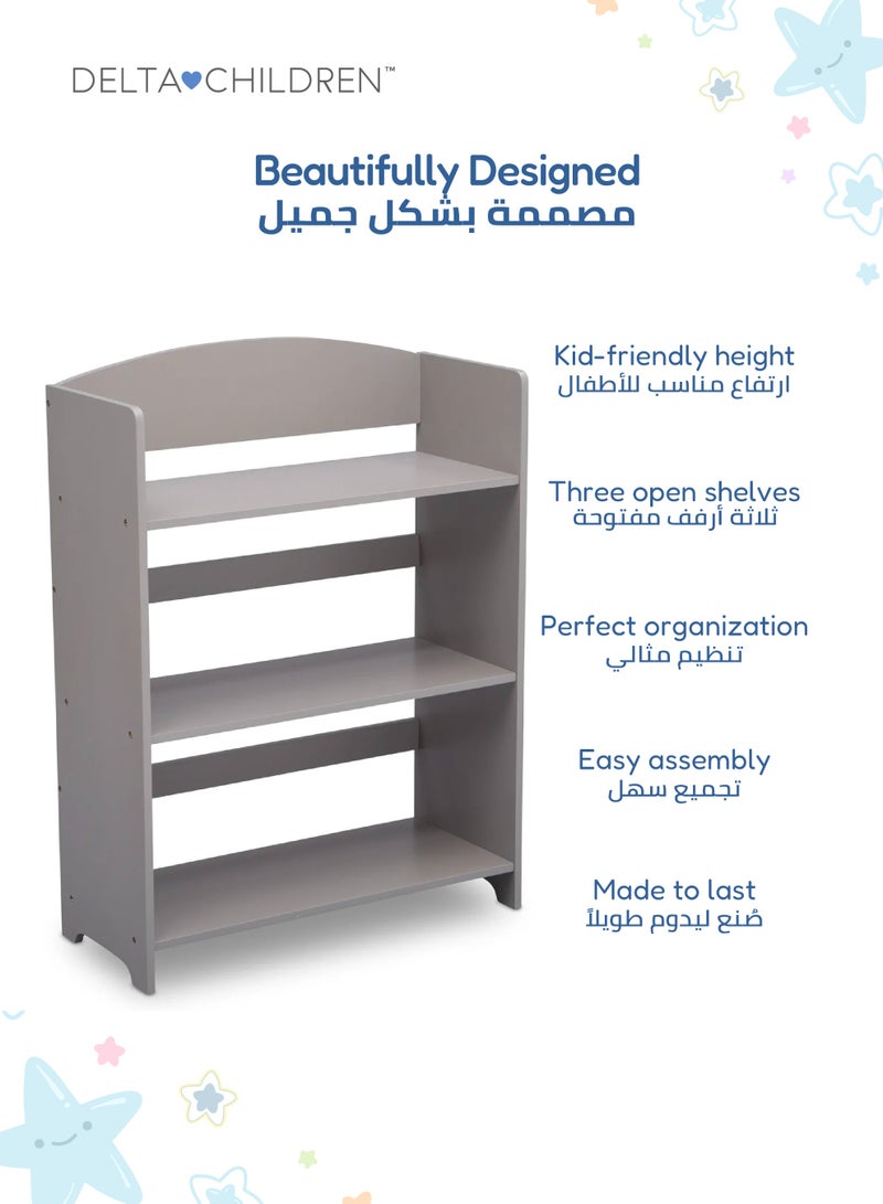 Delta CHILDREN MySize Kids Bookshelf | 3 Open Shelves | Wood Bookcase Organizer | GREENGUARD Certified | Grey | 62.5x26.6x83.8 CM | Nursery & Playroom Storage - Image 3