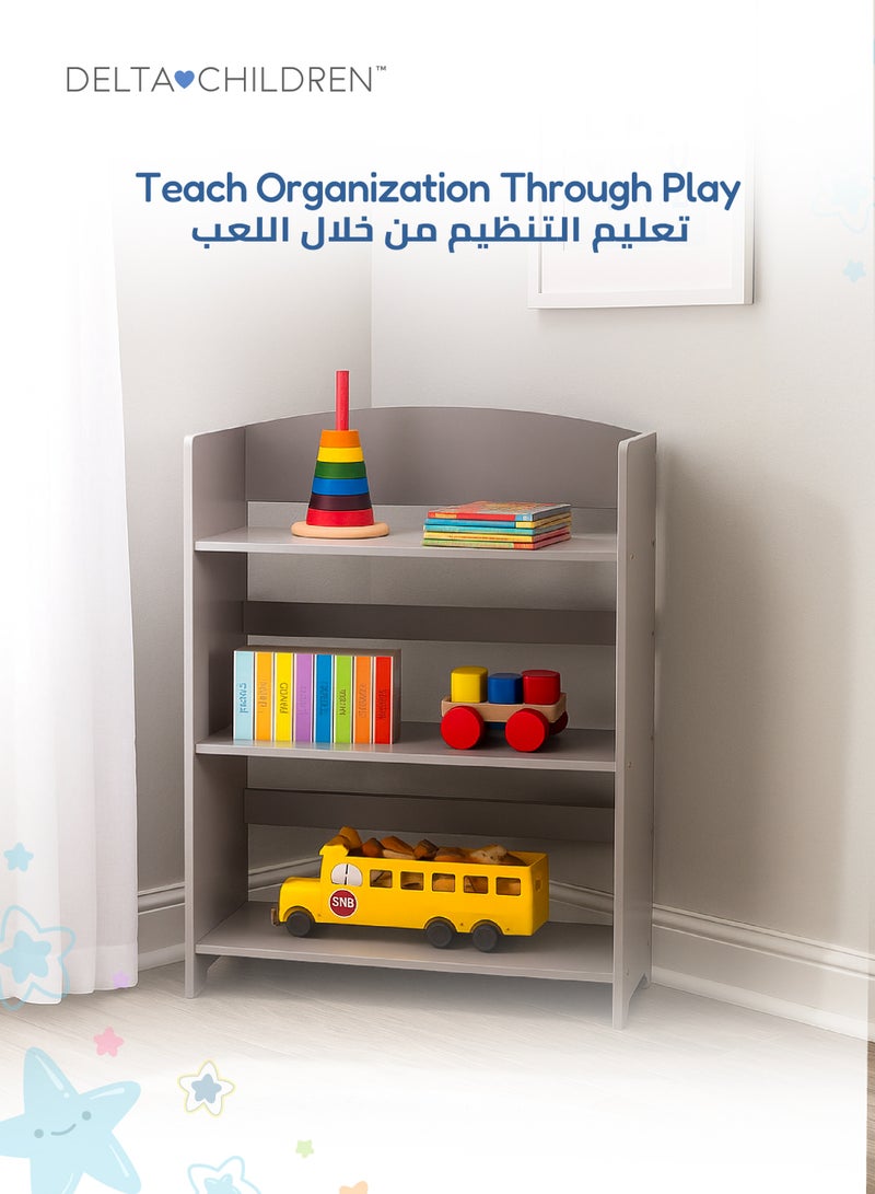 Delta CHILDREN MySize Kids Bookshelf | 3 Open Shelves | Wood Bookcase Organizer | GREENGUARD Certified | Grey | 62.5x26.6x83.8 CM | Nursery & Playroom Storage - Image 4