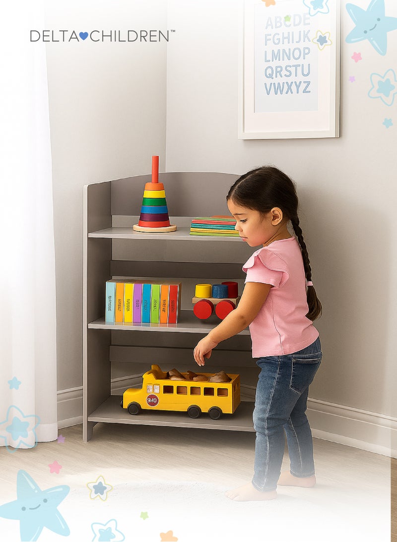 Delta CHILDREN MySize Kids Bookshelf | 3 Open Shelves | Wood Bookcase Organizer | GREENGUARD Certified | Grey | 62.5x26.6x83.8 CM | Nursery & Playroom Storage - Image 2
