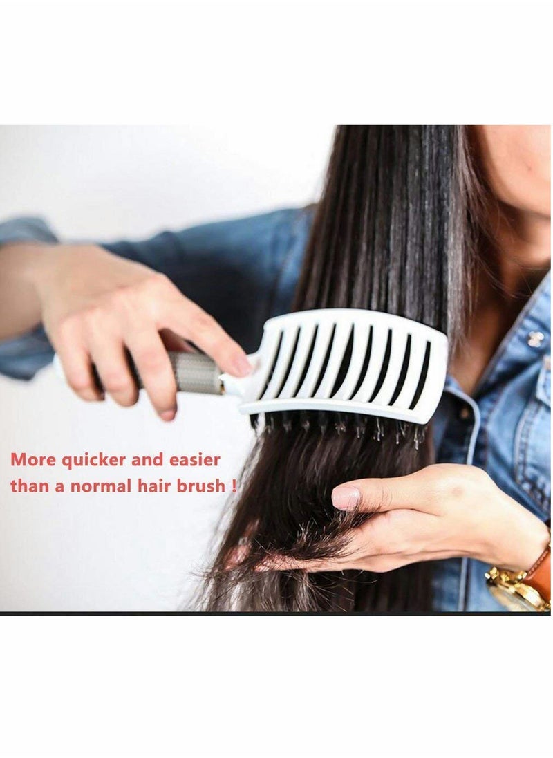 KASTWAVE مجموعة مكونة من 2 فرشاة شعر، فرشاة فك تشابك الشعر المنحنية والمهواة من KASTWAVE، أدوات تصفيف وفرشاة تدليك للشعر الكثيف والمجعد للشعر الطويل والمتشابك والجاف والرطب لفك التشابك (أسود، أحمر)  - Image 5