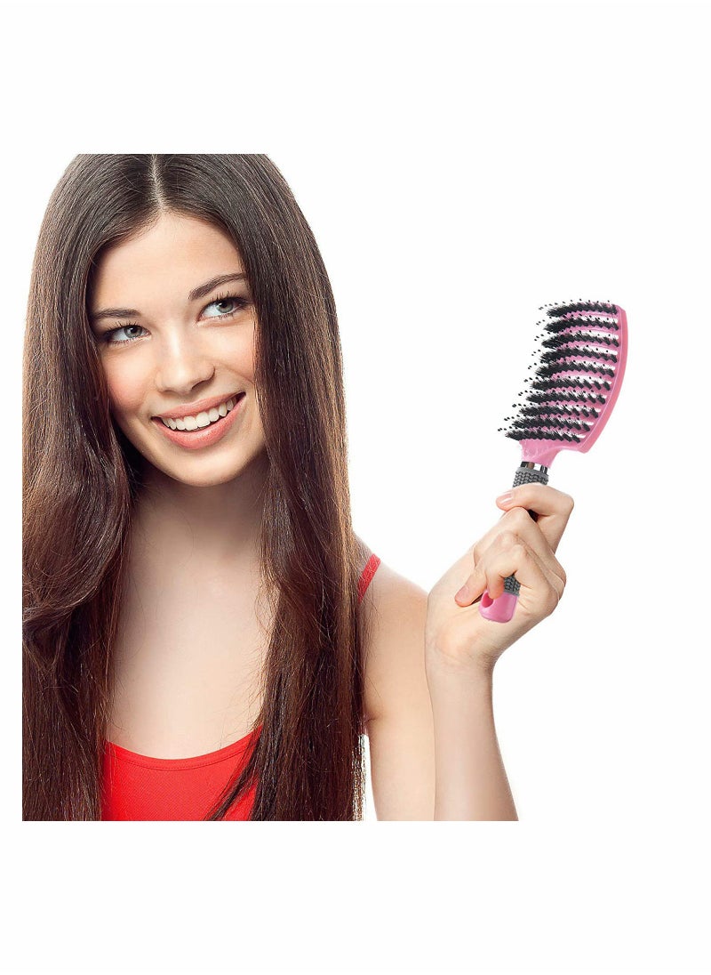 KASTWAVE مجموعة مكونة من 2 فرشاة شعر، فرشاة فك تشابك الشعر المنحنية والمهواة من KASTWAVE، أدوات تصفيف وفرشاة تدليك للشعر الكثيف والمجعد للشعر الطويل والمتشابك والجاف والرطب لفك التشابك (أسود، أحمر)  - Image 4