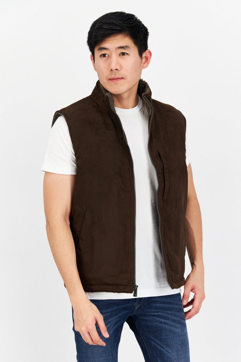 Rainforest سترة بومبر بدون أكمام للرجال، بني - Image 1