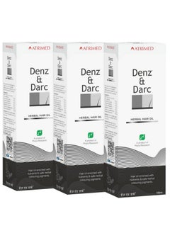 ATRIMED Denz & Darc Herbal Hair Oil | Imparts Colour To Grey Hair | Dual Benefits Of Pigments And Nutrients | 300Ml | Pack Of 3  - Image 1