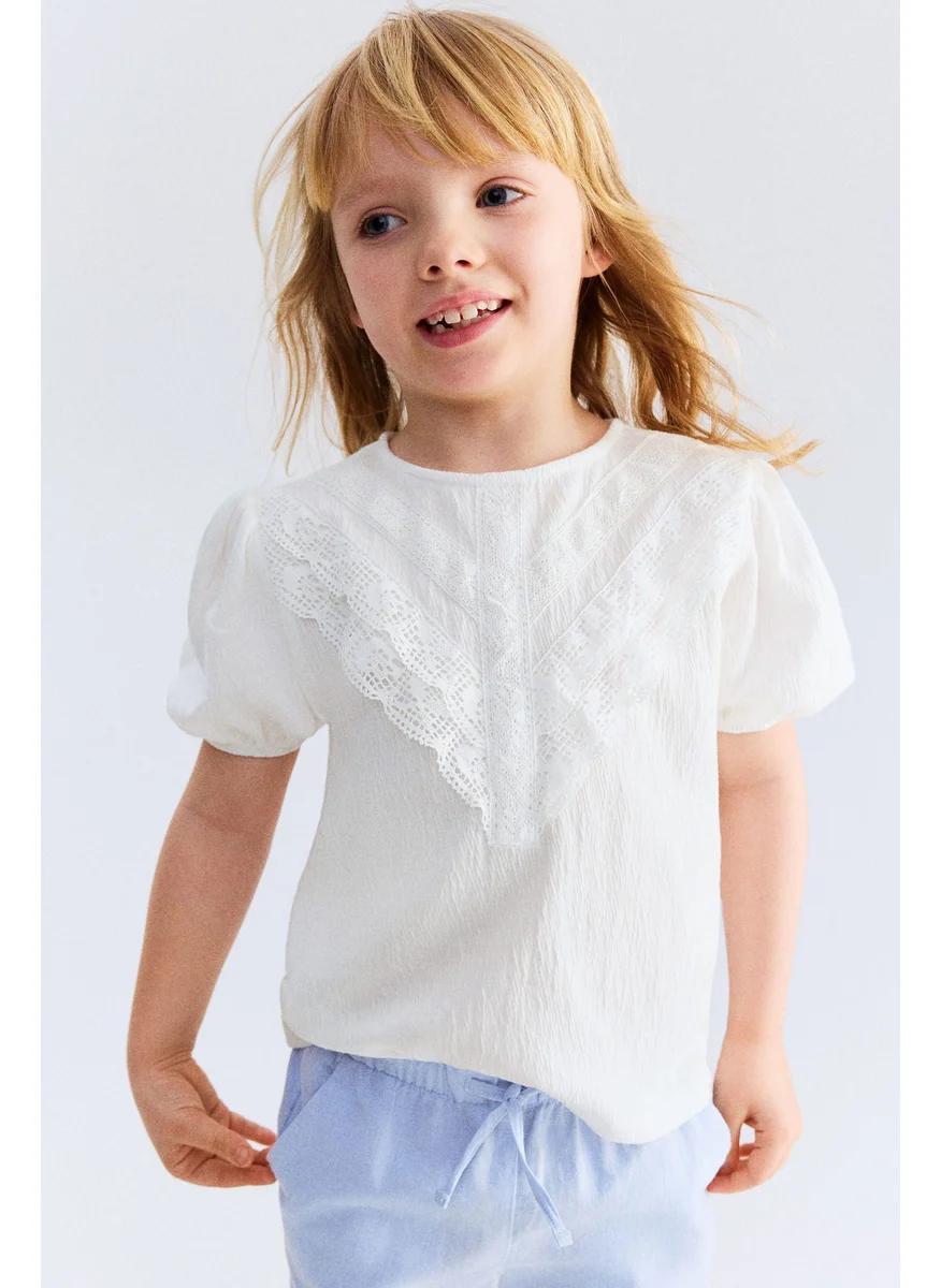 اتش اند ام Lace-Detail Cotton Blouse