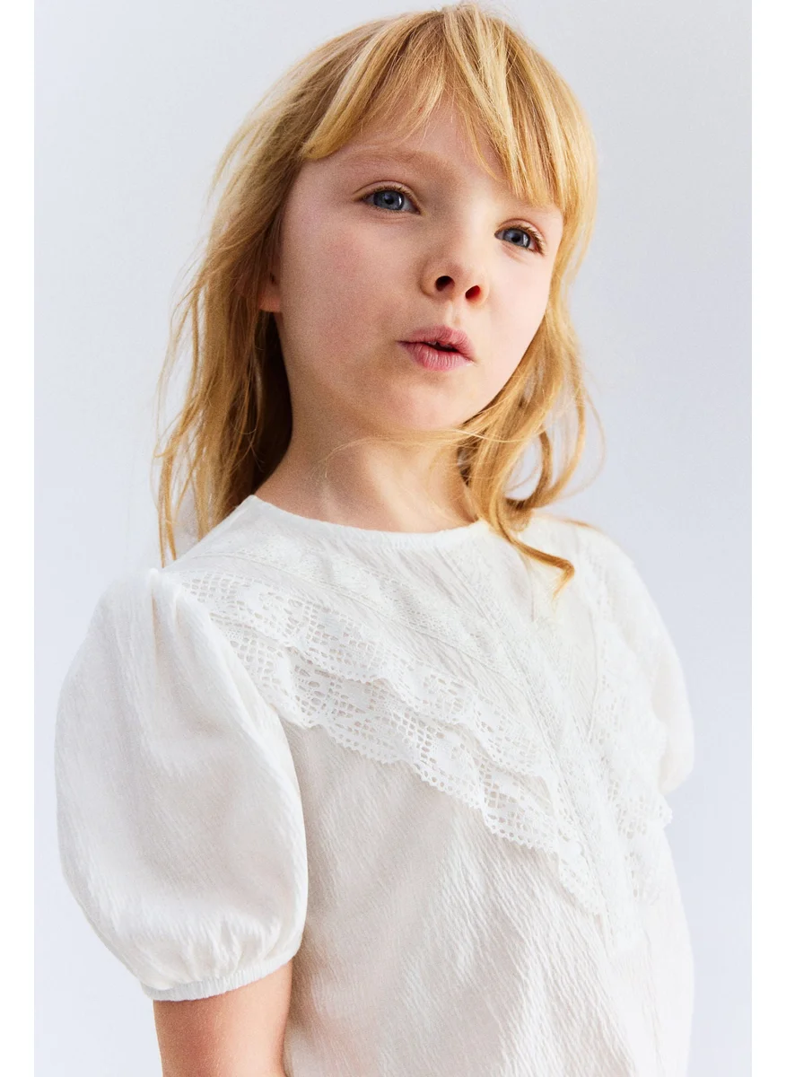 اتش اند ام Lace-Detail Cotton Blouse