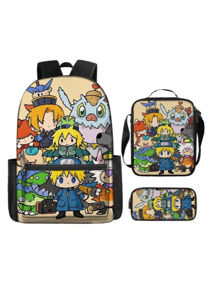 Cartoon three-piece schoolbag with zipper - 406  - Image 1