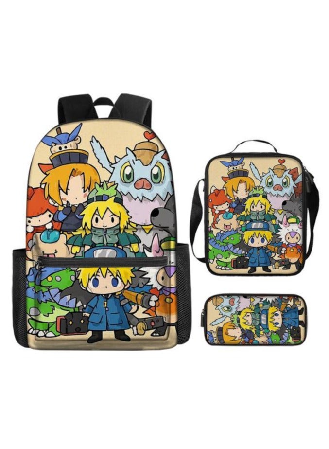 Cartoon three-piece schoolbag with zipper - 406  - Image 2