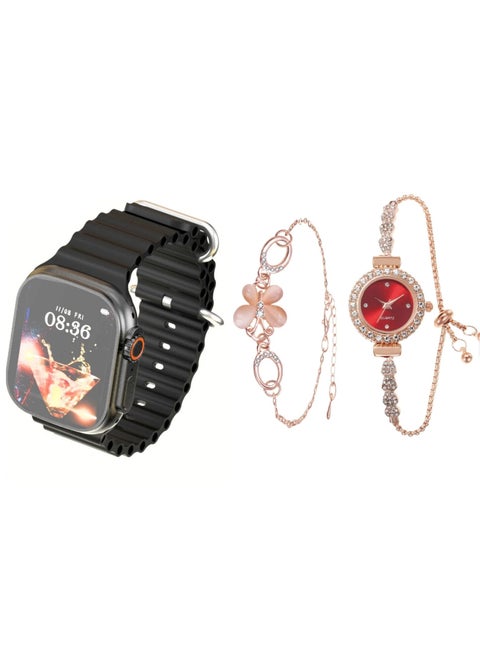 Telzeal TC03 ULTRA MINI Smart Watch with Wireless Charging, 38mm, 2 Interchangeable Straps