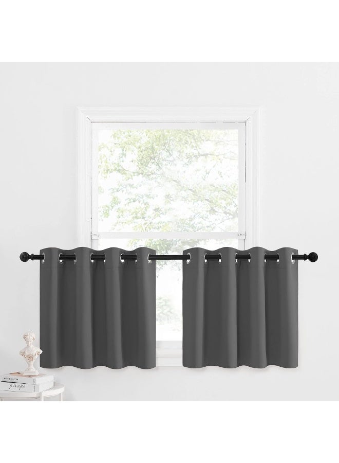 NICETOWN Kitchen Blackout Tiers Window Curtains Over Sink - Thermal Insulated Home Decor Small Blackout Grommet Winow Tiers for Short Window (52W by 24L with 1.2 inches Header, Grey, 2 Panels) - Image 4