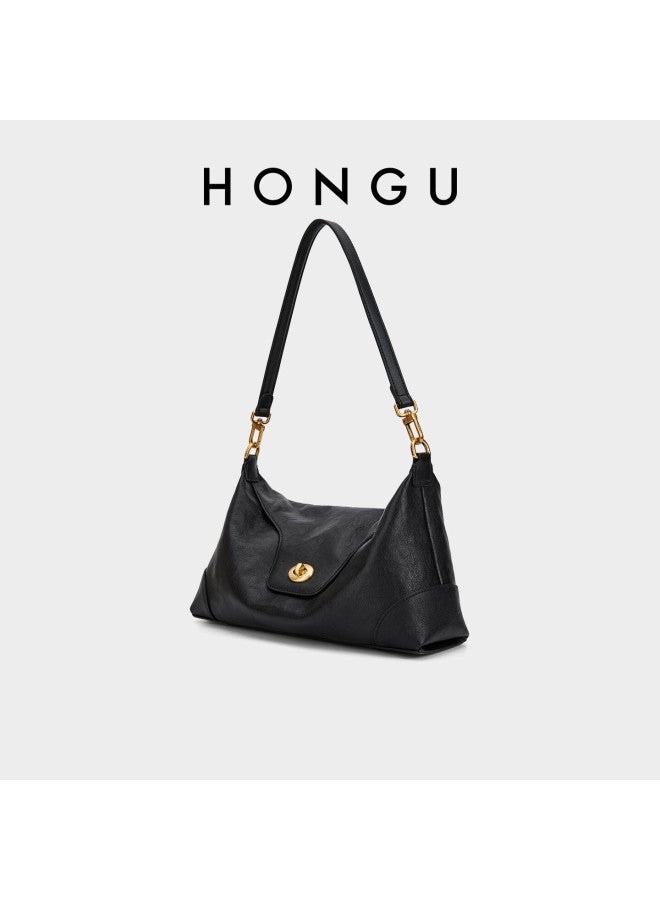 Hongu Genuine Leather Shoulder Underarm Bag Premium Commuter Crossbody Cowhide Women's Bag 38 Festival Gift - Image 1