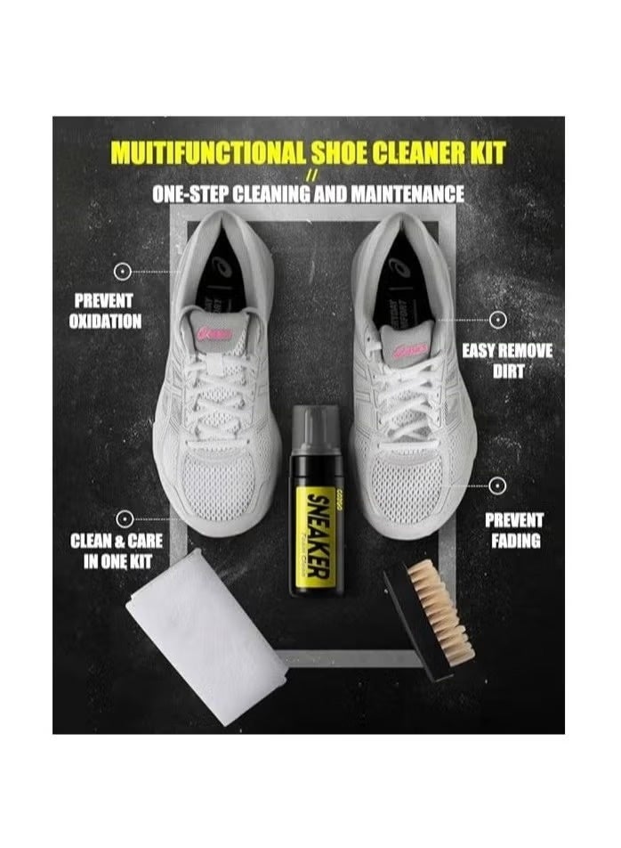 Shoe and Sneaker Cleaner Kit - Water-Free Foam, Shoe Brush & Cloth - 3-in-1 Stain Remover for Athletic Shoes - Image 3