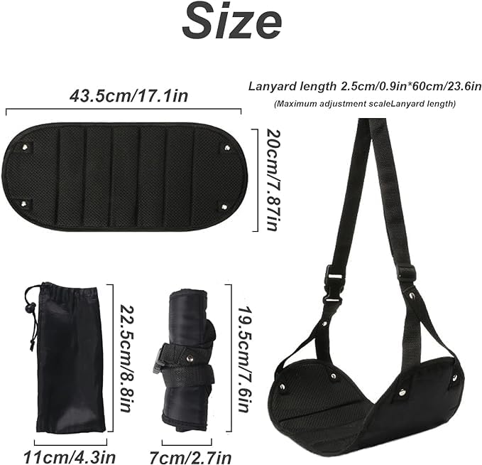 MTROYALDIA Airplane Foot Rest Adjustable Sling Foot Hammock for Flight Folding Foot Rest Travel Accessories with Storage Bag Portable Plane Travel Footrest for Airplanes Office Under Desk - Image 2