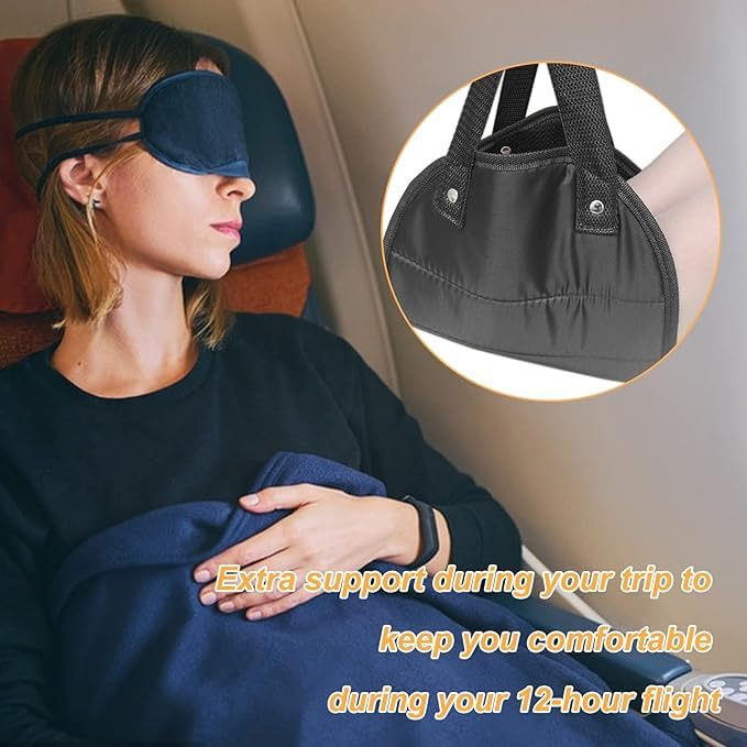 MTROYALDIA Airplane Foot Rest Adjustable Sling Foot Hammock for Flight Folding Foot Rest Travel Accessories with Storage Bag Portable Plane Travel Footrest for Airplanes Office Under Desk - Image 3