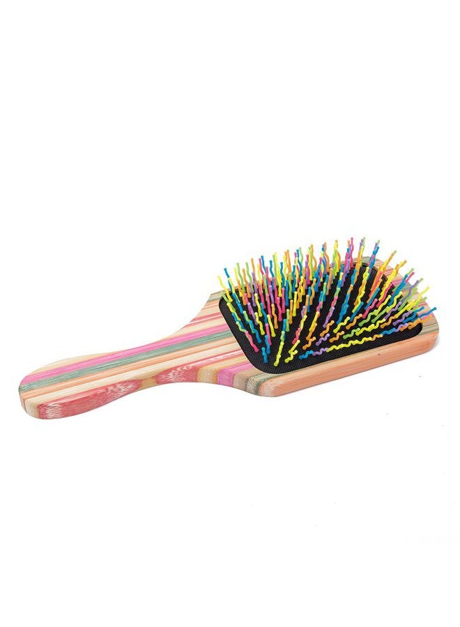 win sun Natural Bamboo Paddle Hair Brush, Black and Multicolor, Hair Brush for Women, Girls and Kids, Detangling Brush for All Hair Types, 9.6in*6.1in*1.8in, 125g - Image 2