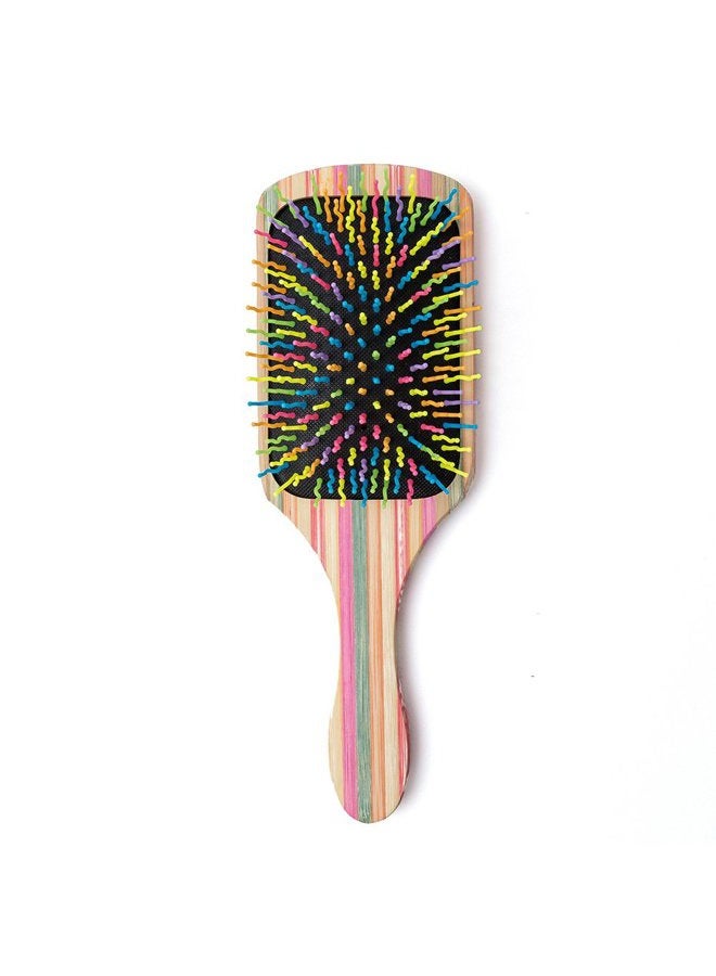 win sun Natural Bamboo Paddle Hair Brush, Black and Multicolor, Hair Brush for Women, Girls and Kids, Detangling Brush for All Hair Types, 9.6in*6.1in*1.8in, 125g - Image 1