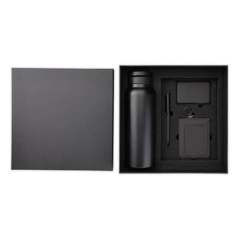 Santhome Aveiro Change Zero Sustainable Office Essentials Gift Set 5-Pc Carbon Neutral Eco-Friendly Gift Box with Notebook, Stainless Bottle, Pen, Card Holder & Magnetic Cable; Premium Executive Set - Image 3