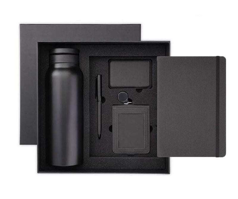 Santhome Aveiro Change Zero Sustainable Office Essentials Gift Set 5-Pc Carbon Neutral Eco-Friendly Gift Box with Notebook, Stainless Bottle, Pen, Card Holder & Magnetic Cable; Premium Executive Set - Image 1