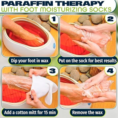 KETAR 200 Pcs Plastic Foot Covers for Feet – Leak-Proof, Ribbed Anti-Slip Design with 200 Stickers for a Secure Fit – Plastic Foot Gloves for Moisturizing, Paraffin Wax Bags | Self Care & Holiday Gifting - Image 5