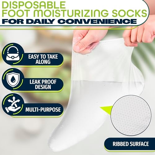 KETAR 200 Pcs Plastic Foot Covers for Feet – Leak-Proof, Ribbed Anti-Slip Design with 200 Stickers for a Secure Fit – Plastic Foot Gloves for Moisturizing, Paraffin Wax Bags | Self Care & Holiday Gifting - Image 4
