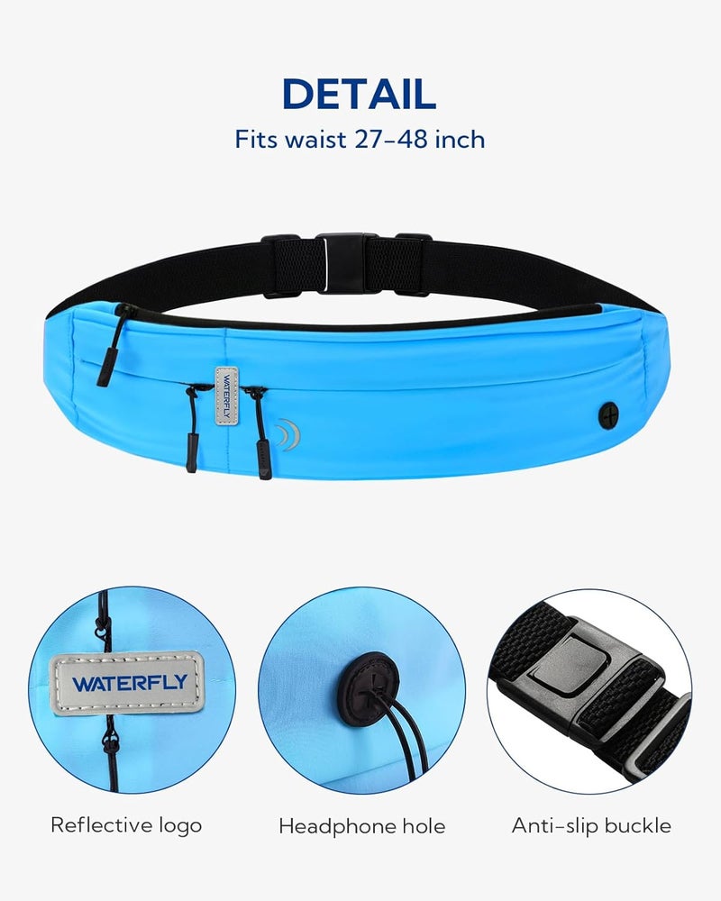 WATERFLY Running Belt Fanny Pack: Runner Marathon Jogging Waist Pack Sport Workout Exercise Fitness Phone Holder Belt for Men Women Jogger Slim Waistband - Image 5