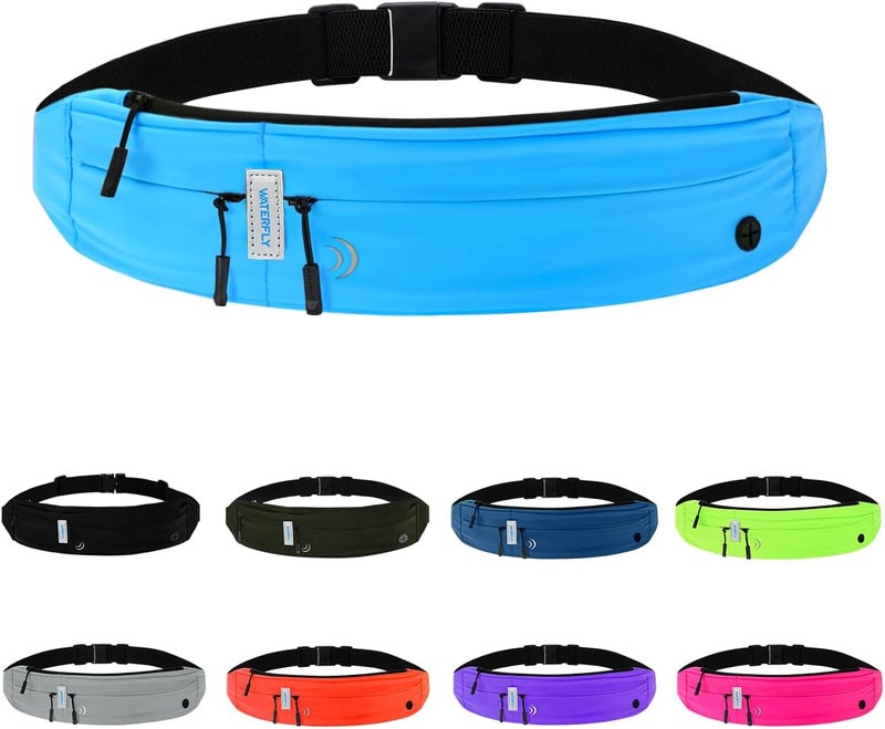 WATERFLY Running Belt Fanny Pack: Runner Marathon Jogging Waist Pack Sport Workout Exercise Fitness Phone Holder Belt for Men Women Jogger Slim Waistband - Image 1