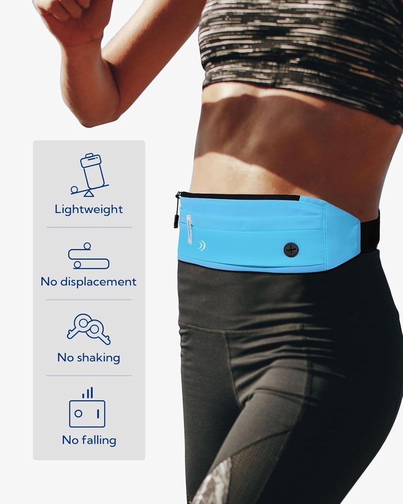 WATERFLY Running Belt Fanny Pack: Runner Marathon Jogging Waist Pack Sport Workout Exercise Fitness Phone Holder Belt for Men Women Jogger Slim Waistband - Image 2